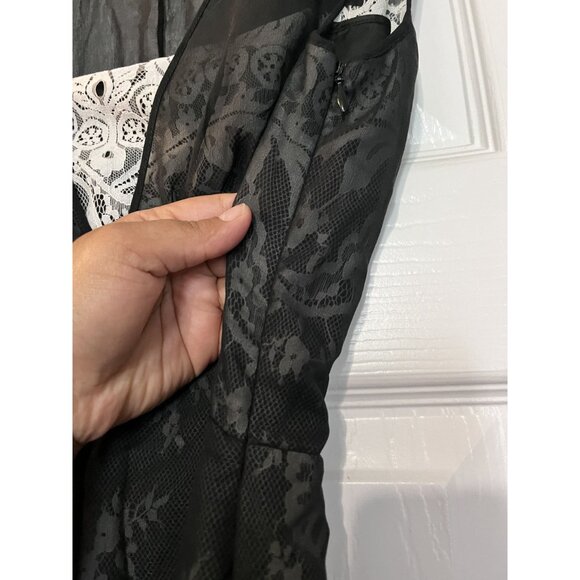 Robert Rodriguez Black Silk White lace Cocktail Mini Designer Dress Size 4 - Picture 7 of 9